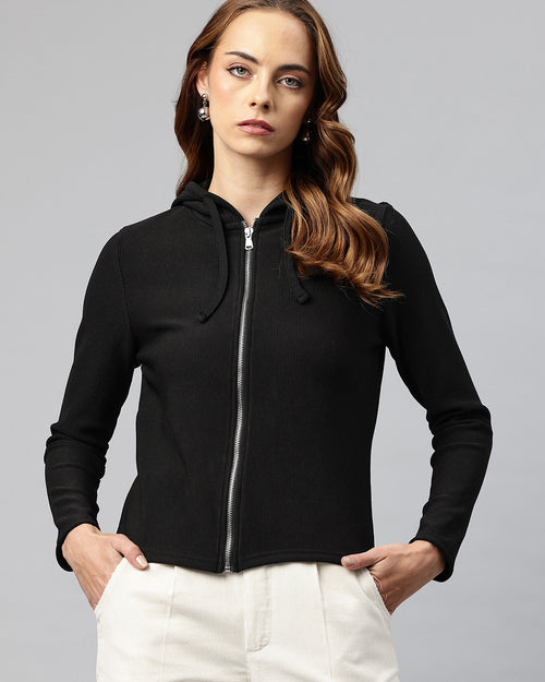 Popnetic Ribbed Hooded Sweatshirt