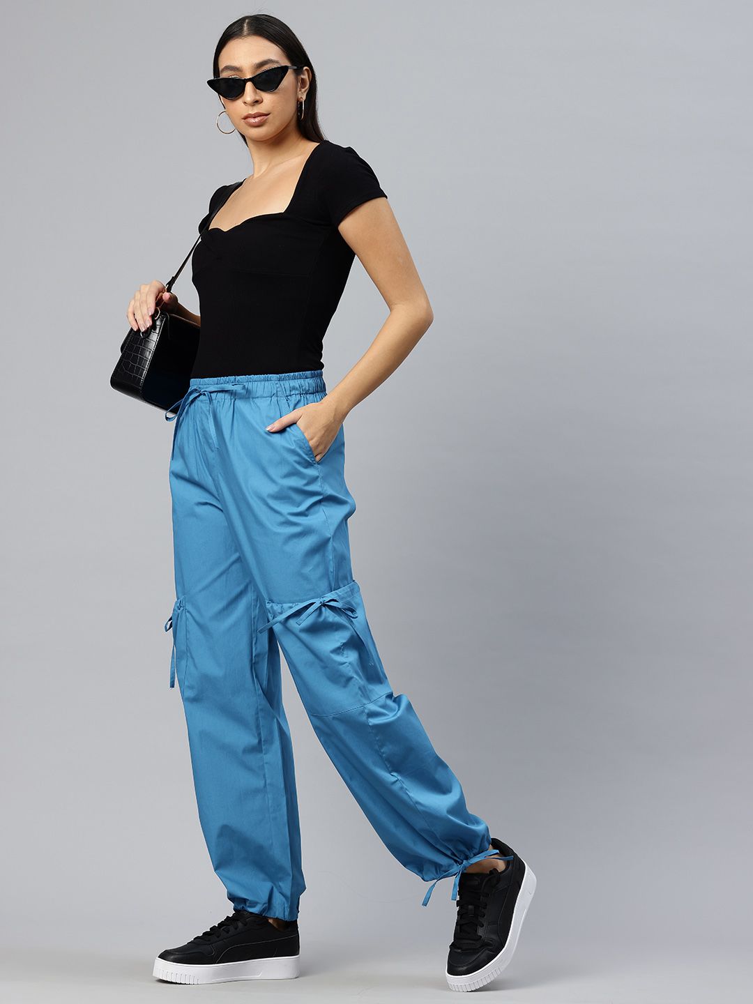 Popnetic Loose Fit High-Rise Pure Cotton Parachute Cargo Trouser