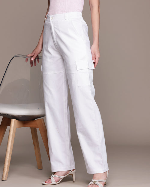 Popnetic Women Smart High-Rise Cargos Trousers