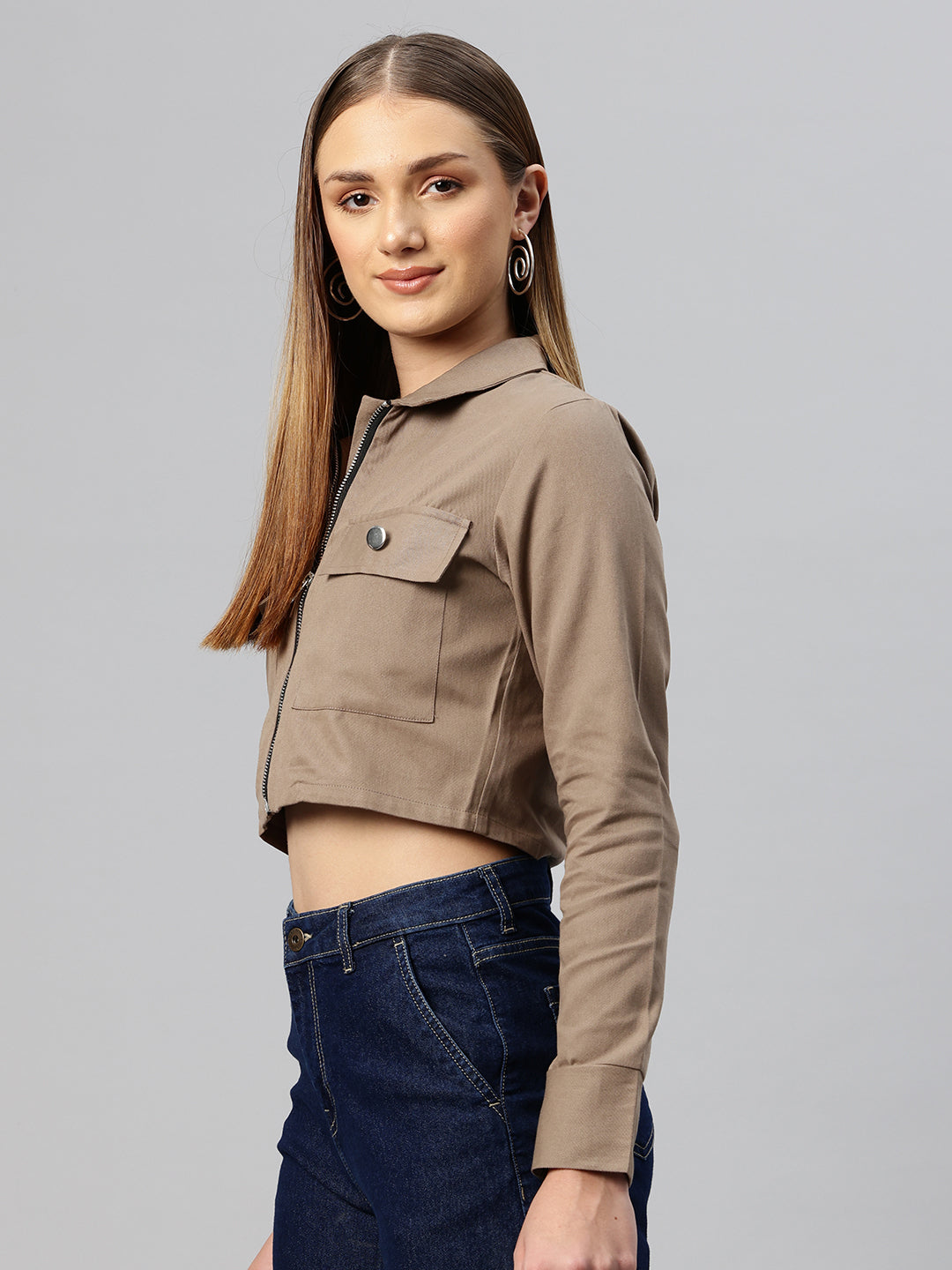 Popnetic Pure Cotton Crop Tailored Jacket