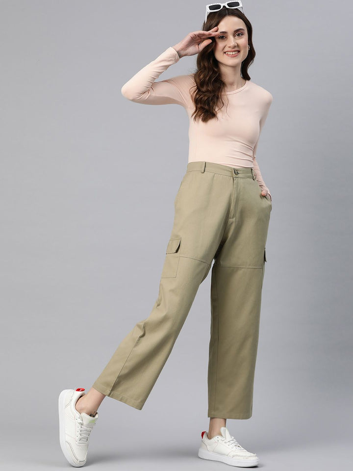 Popnetic Flat-Front High-Rise Pure Cotton Cargos