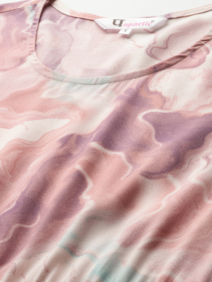 Popnetic Tie & Dye Print A-Line Midi Dress
