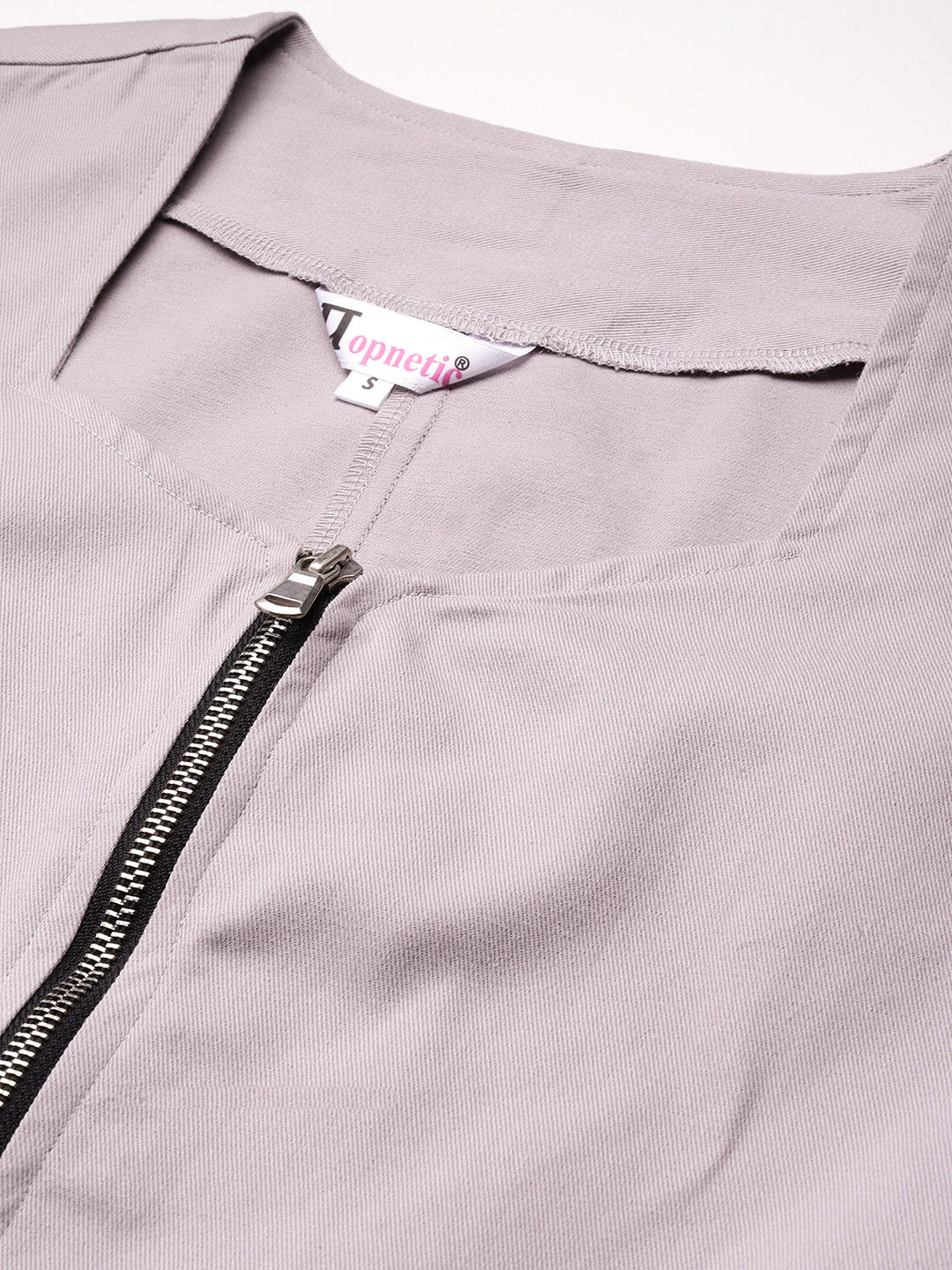 Popnetic Collarless Pure Cotton Crop Tailored Jacket