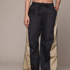 Popnetic Women Colourblocked High-Rise Pure Cotton Wide Leg Fit Parachute Trousers
