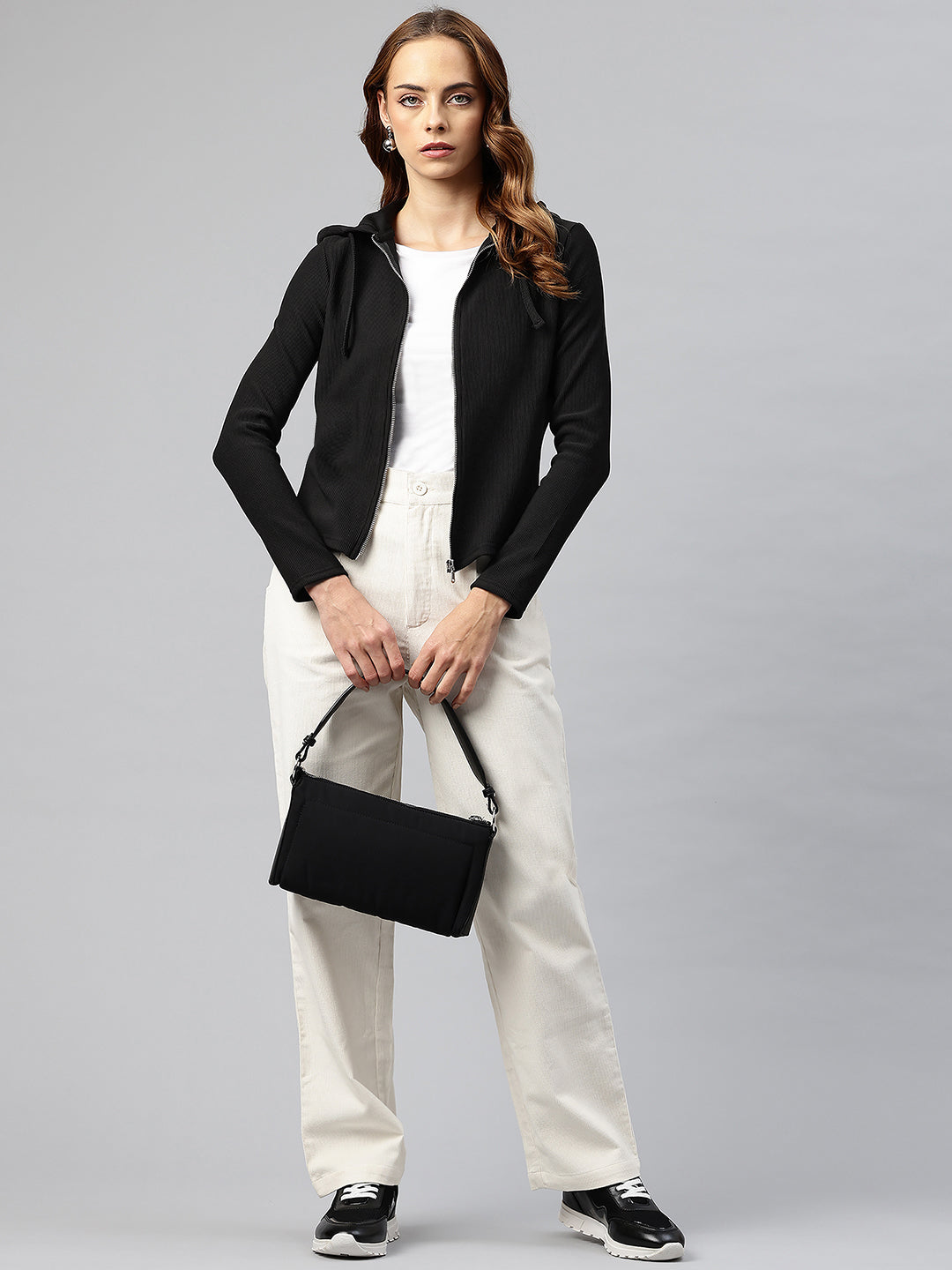 Popnetic Ribbed Hooded Sweatshirt