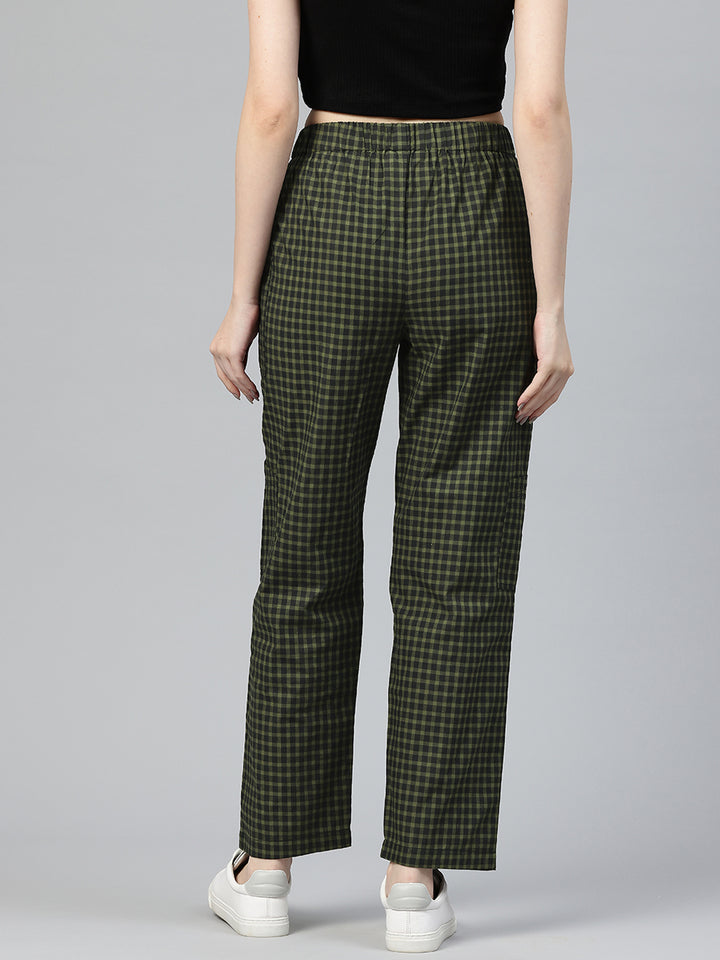 Popnetic Checked High-Rise Pleated Cargos