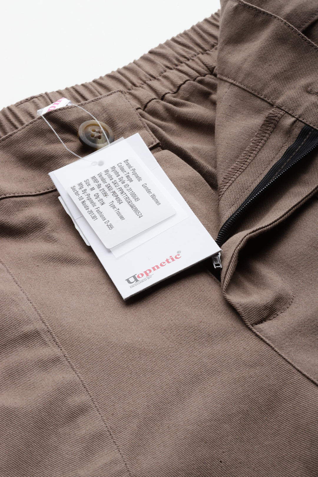 Popnetic High-Rise Pure Cotton Cargo Trousers