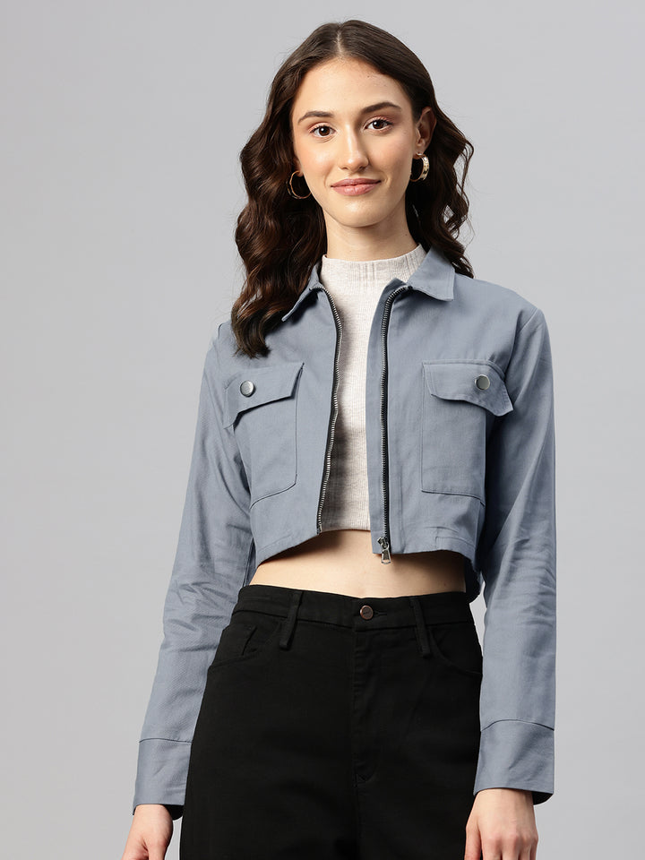 Popnetic Pure Cotton Crop Tailored Jacket