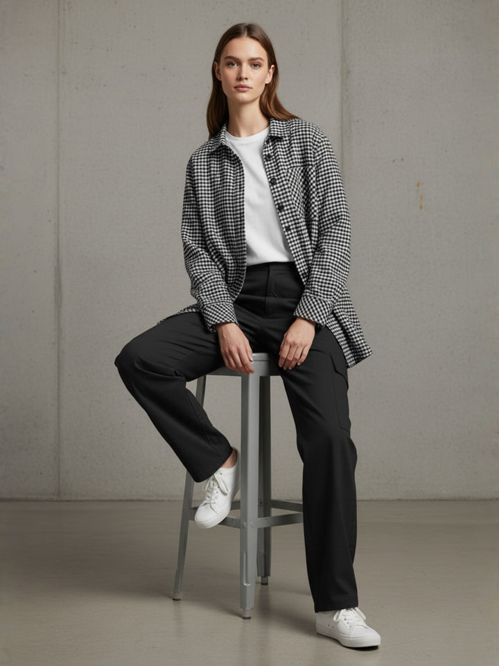 Popnetic Women Pure Cotton Gingham Check Oversized Shirt