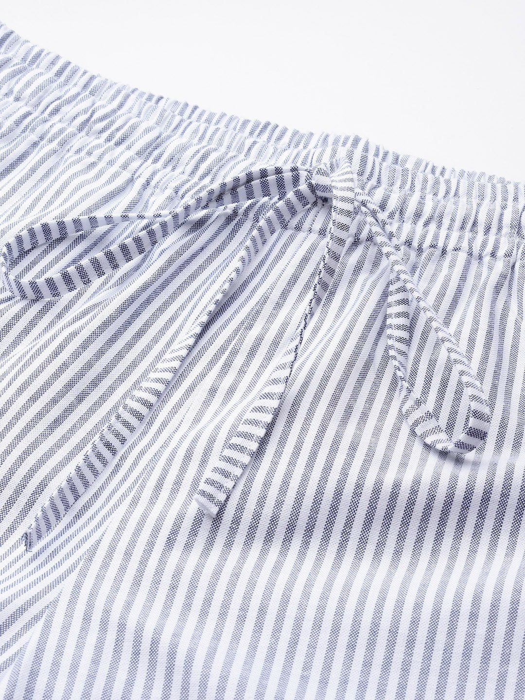 Popnetic Women Striped Smart High-Rise Cotton Linen Trousers