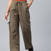 Popnetic Women Loose Fit High-Rise Parachute Cargo Trousers