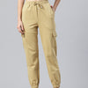 Popnetic Women Pure Cotton High-Rise Cargo Style Joggers Trousers
