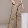 Popnetic Women Loose Fit High-Rise Parachute Cargo Trousers