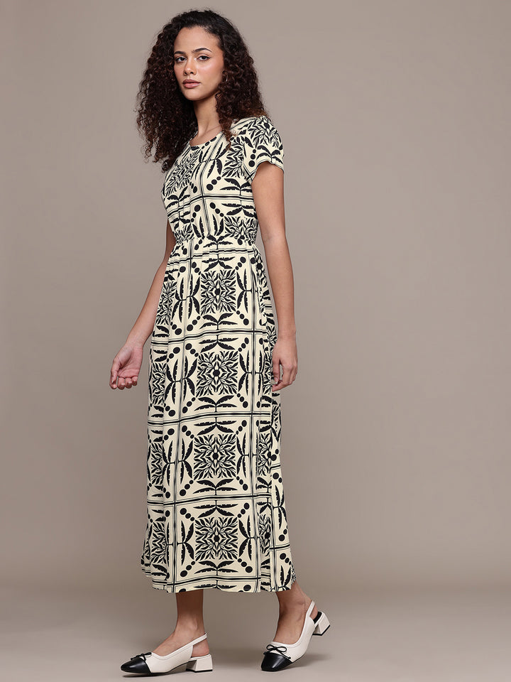 Popnetic Floral Print A-Line Midi Dress