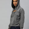 Popnetic Women Solid Cut-Out Detail Hooded Sweatshirt