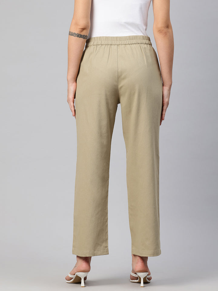 Popnetic High-Rise Pleated Pure Cotton Parallel Trousers