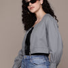 Popnetic Women Pure Cotton Crop Denim Jacket