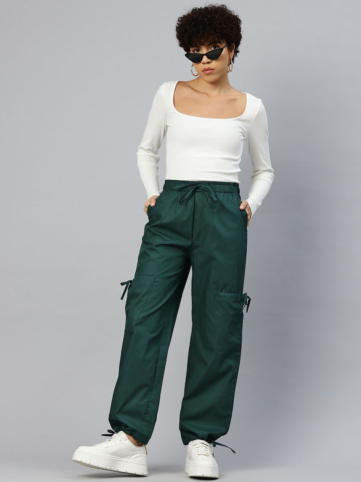 Popnetic Loose Fit High-Rise Pure Cotton Parachute Cargo Trouser