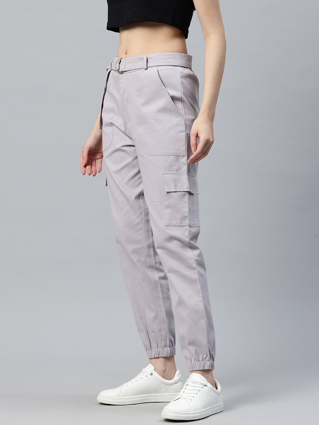 Popnetic High-Rise Pure Cotton Cargo Trousers