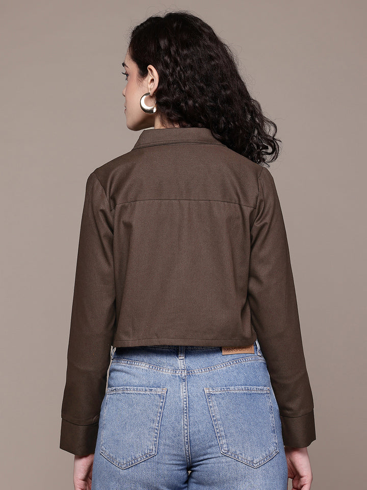 Popnetic Women Pure Cotton Crop Denim Jacket