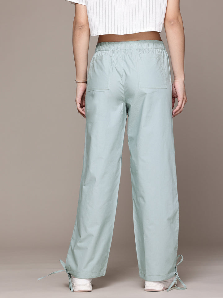 Popnetic Women Loose Fit High-Rise Parachute Cargo Trousers
