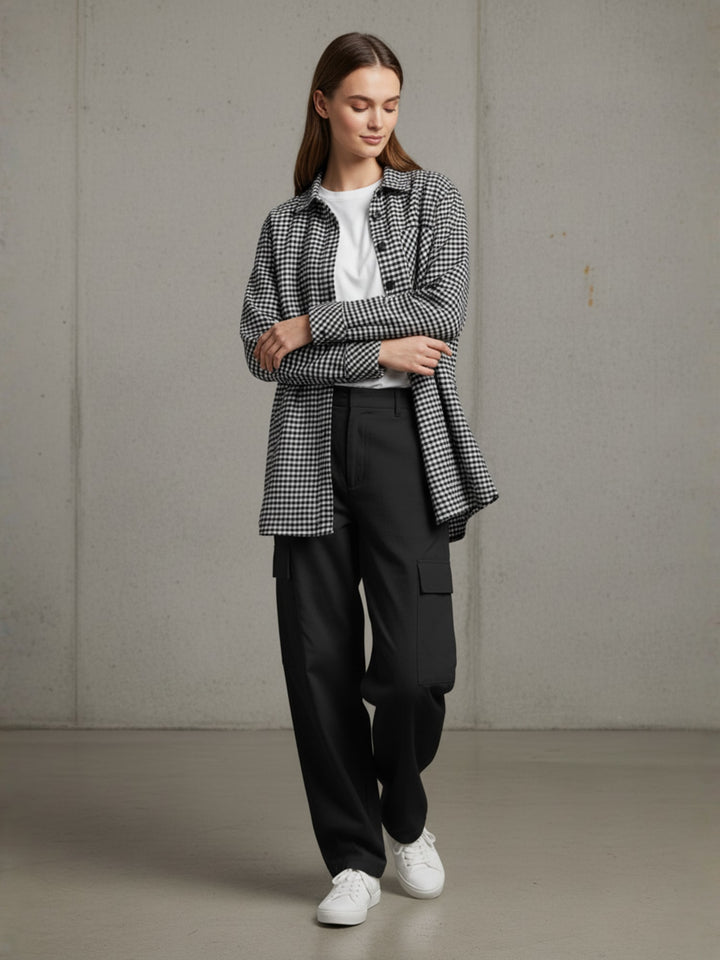 Popnetic Women Pure Cotton Gingham Check Oversized Shirt