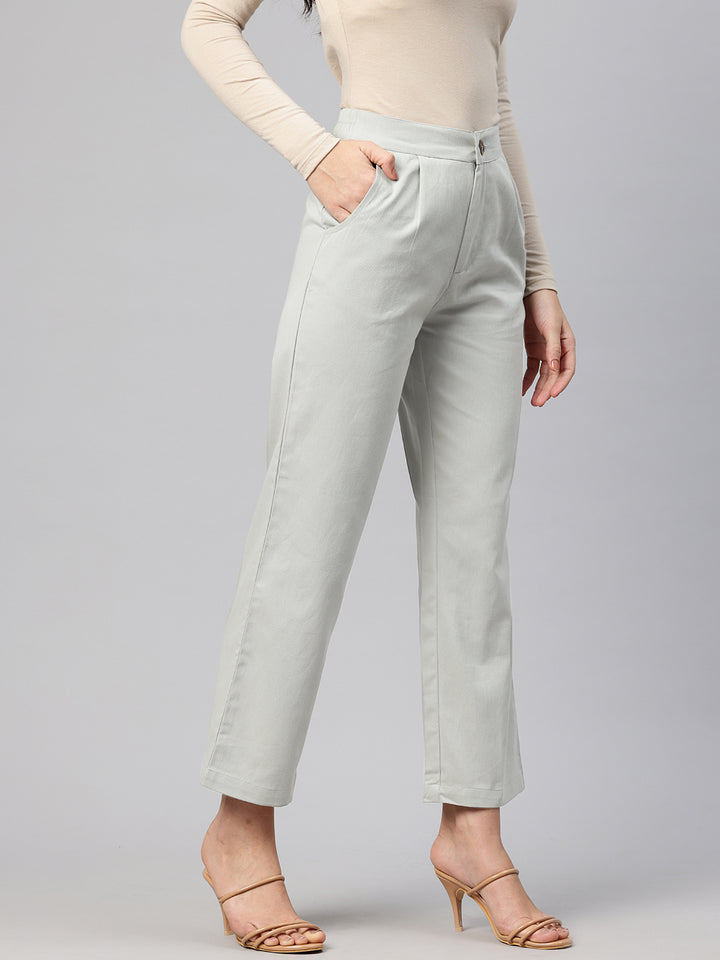 Popnetic High-Rise Pleated Pure Cotton Parallel Trousers