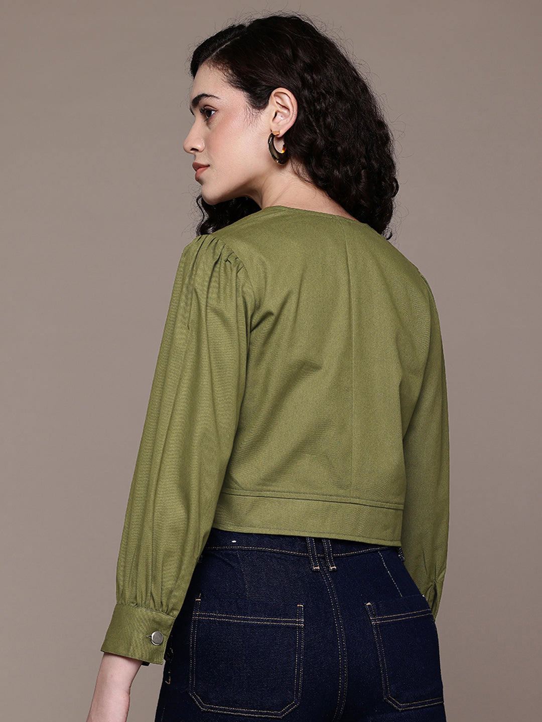 Popnetic Women Pure Cotton Crop Tailored Jacket