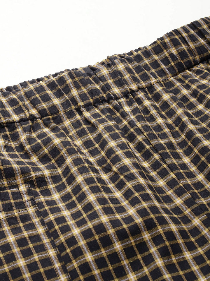 Popnetic Checked High-Rise Pleated Cargos
