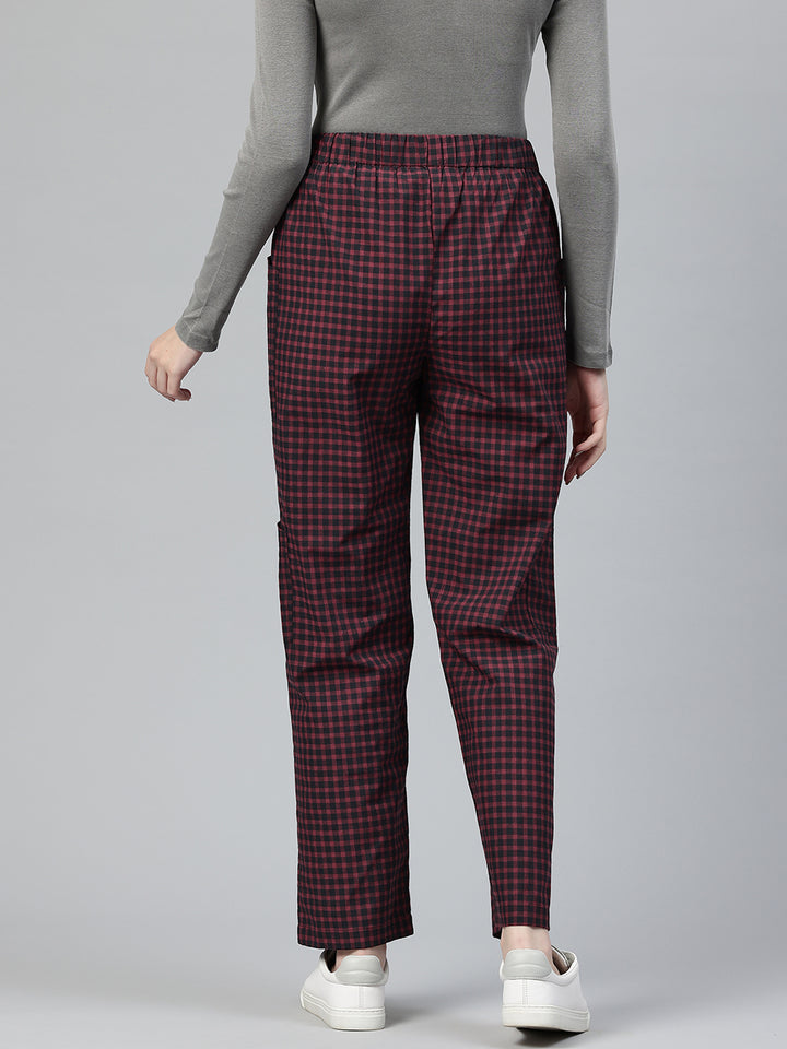 Popnetic Checked High-Rise Pleated Cargos