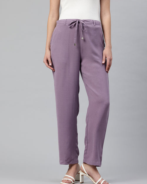 Popnetic Women Textured High-Rise Straight Fit Parallel Trousers