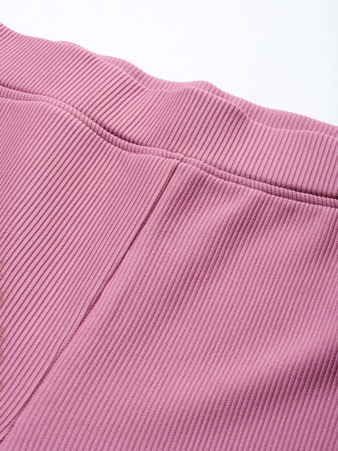 Popnetic Women Ribbed Flared High-Rise Trousers