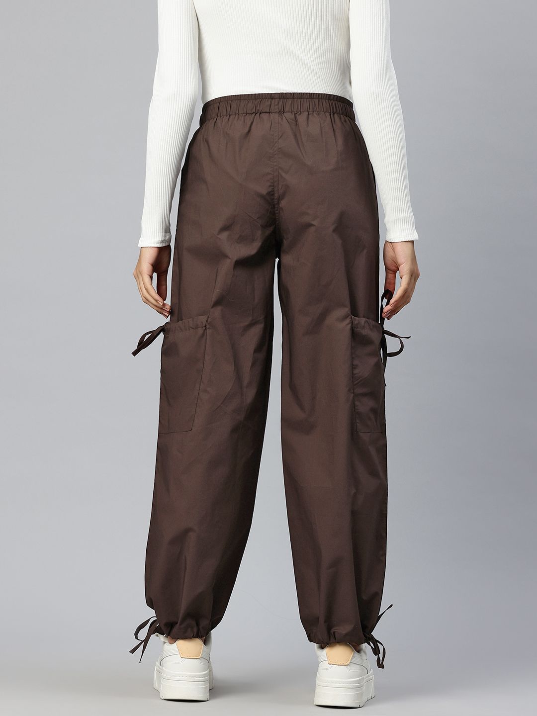 Popnetic Loose Fit High-Rise Pure Cotton Parachute Cargo Trouser