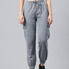 Popnetic Women Pure Cotton High-Rise Cargo Style Joggers Trousers