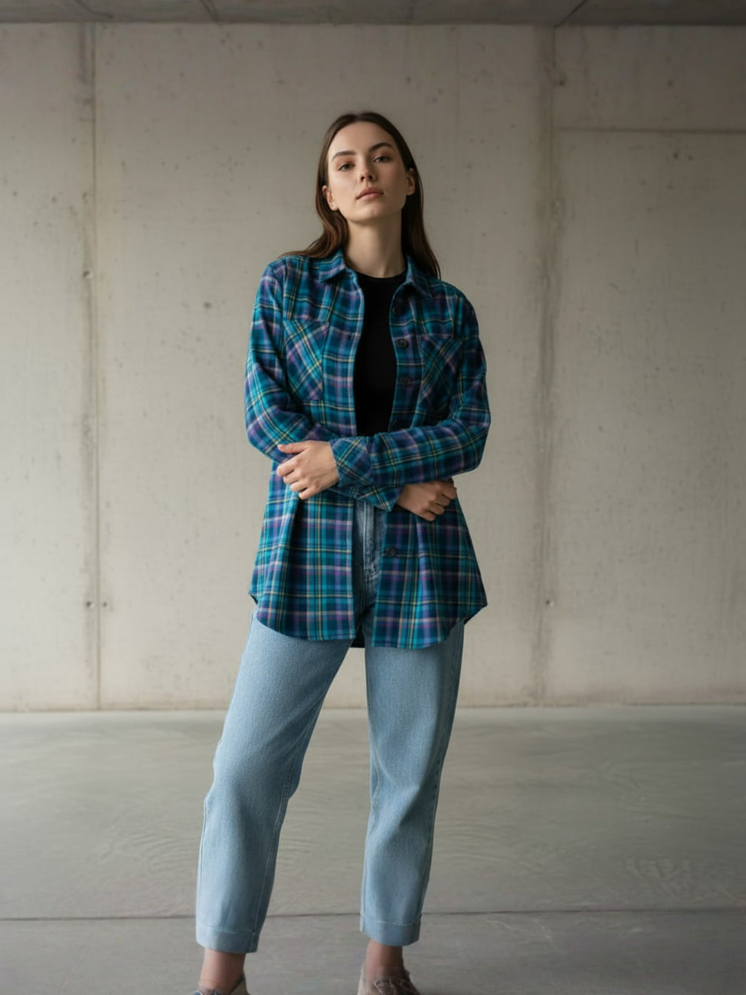 Popnetic Women Tartan Checks Checked Casual Shirt