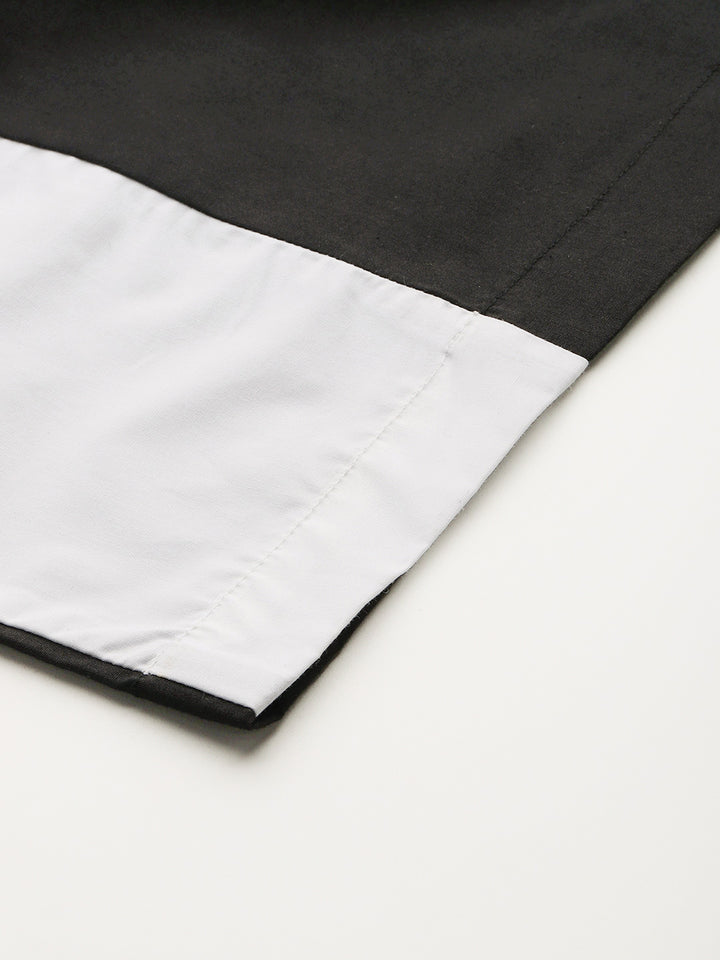 Popnetic Women Colourblocked High-Rise Pure Cotton Wide Leg Fit Parachute Trousers