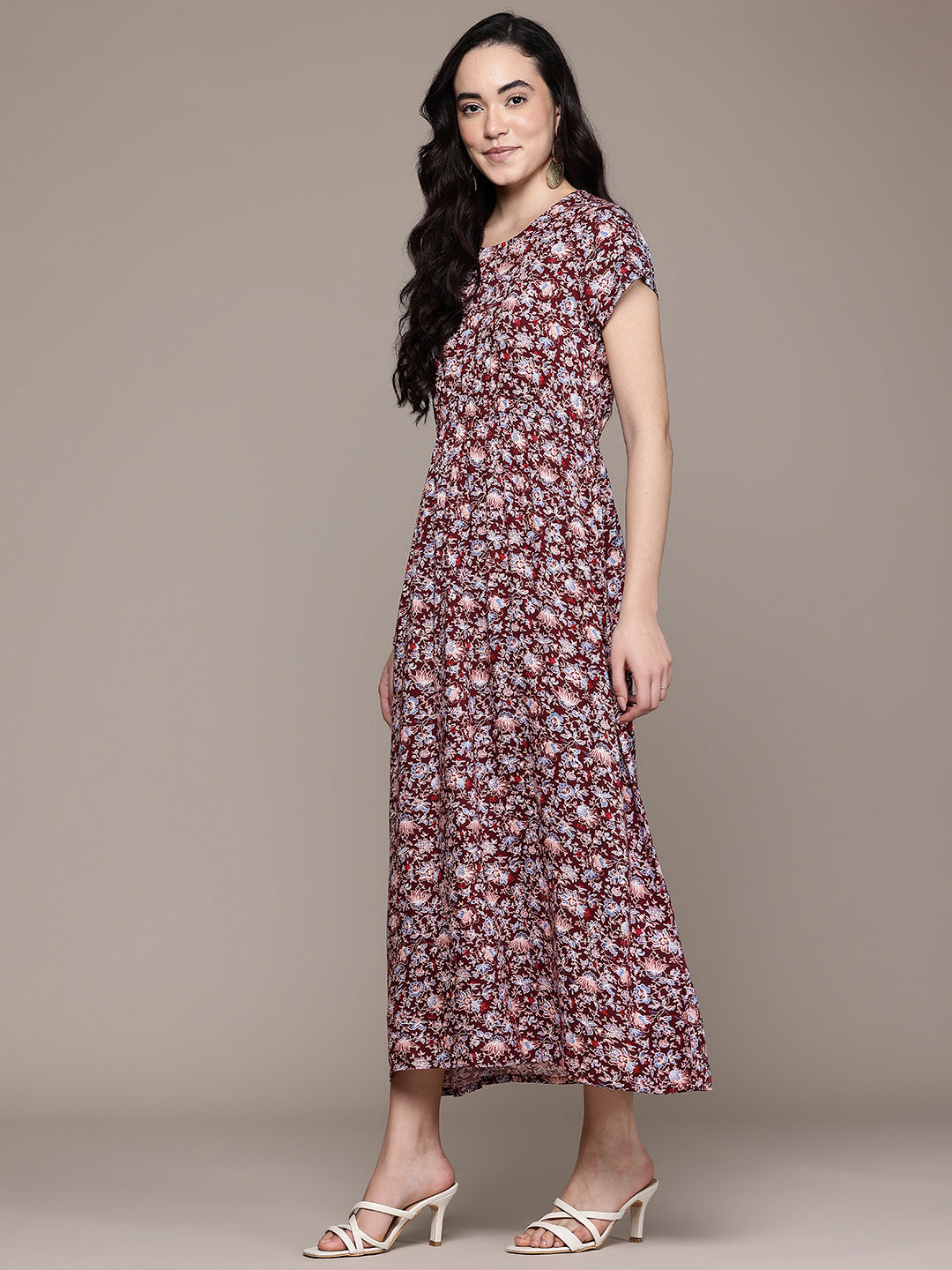 Popnetic Floral Print A-Line Midi Dress