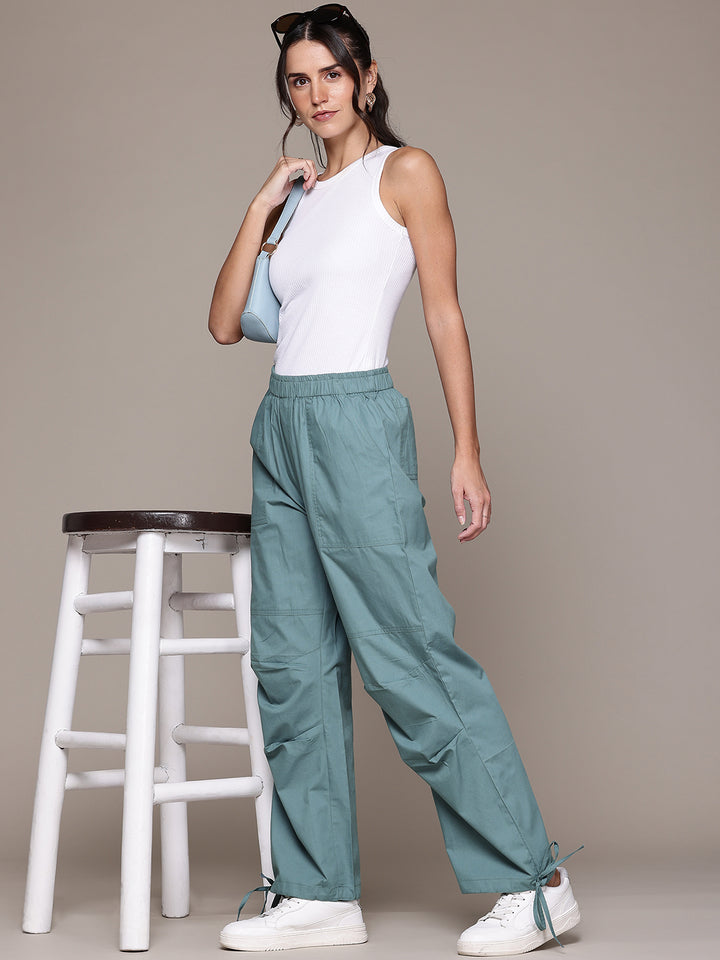 Popnetic Women Loose Fit High-Rise Trousers