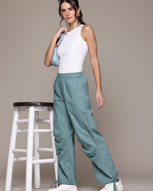 Popnetic Women Loose Fit High-Rise Trousers