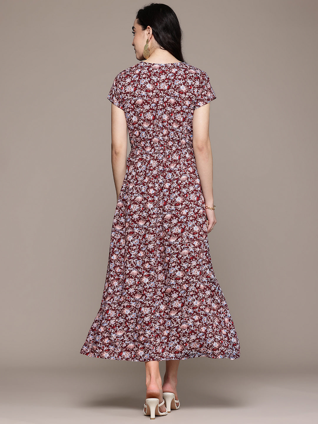 Popnetic Floral Print A-Line Midi Dress