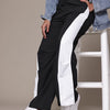 Popnetic Women Colourblocked High-Rise Pure Cotton Wide Leg Fit Parachute Trousers