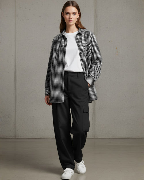 Popnetic Women Pure Cotton Gingham Check Oversized Shirt