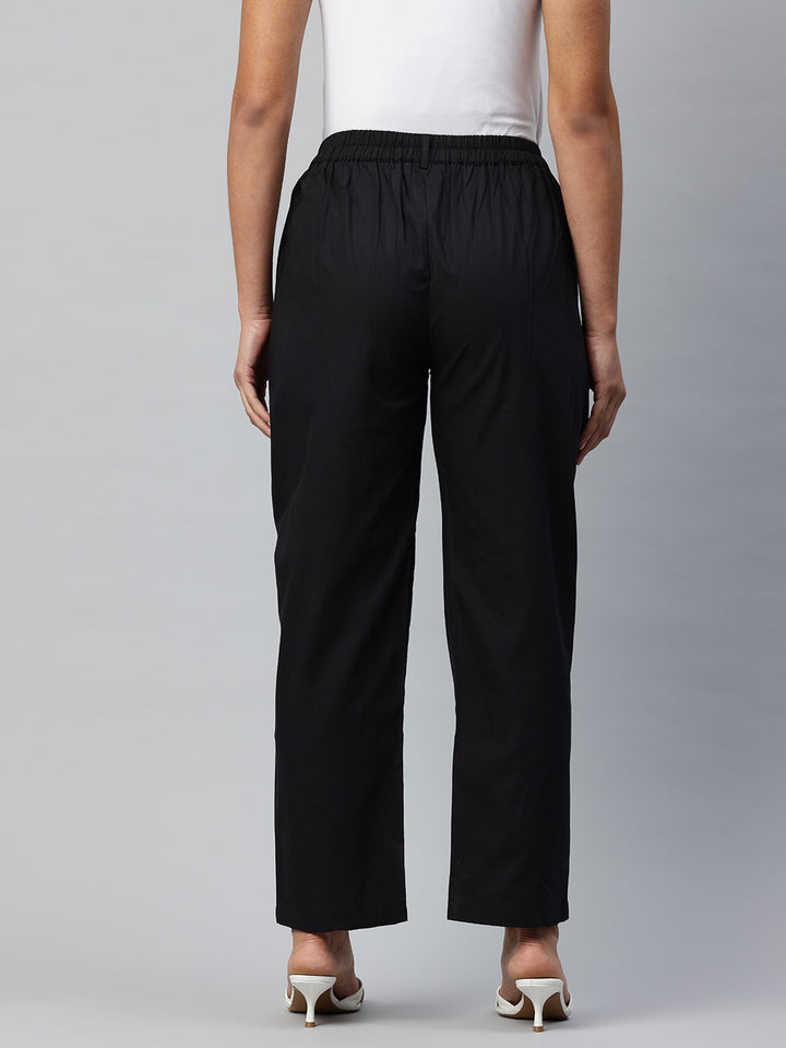 Popnetic Loose Fit High-Rise Pleated Pure Cotton Trousers