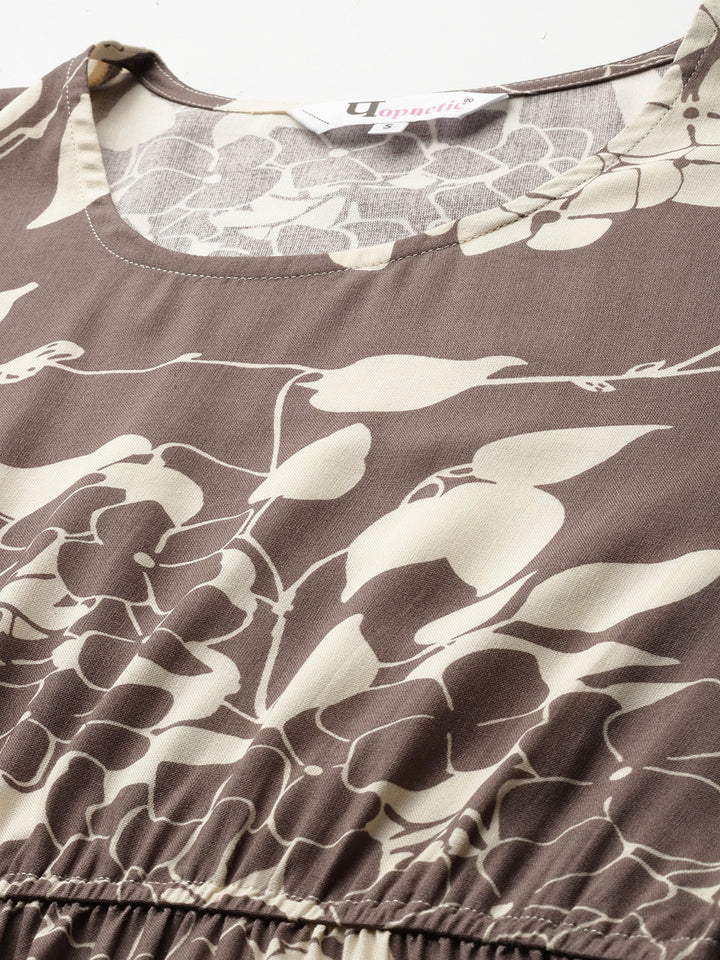 Popnetic Floral Print A-Line Midi Dress