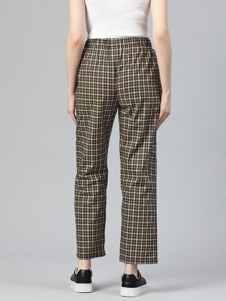 Popnetic Checked High-Rise Pleated Cargos
