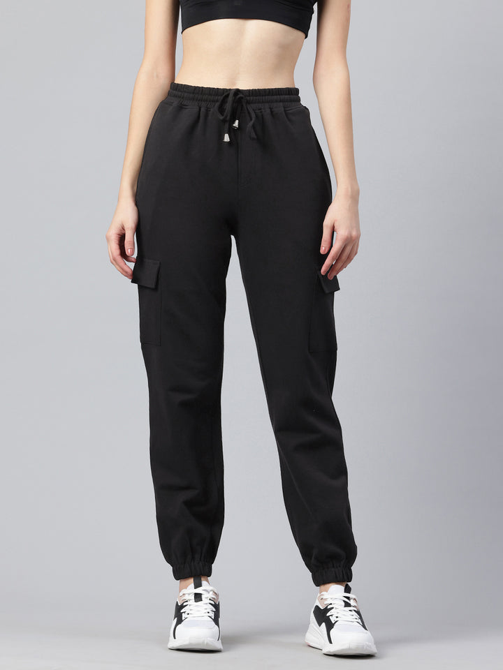 Popnetic Women High-Rise Pure Cotton Cargo Joggers