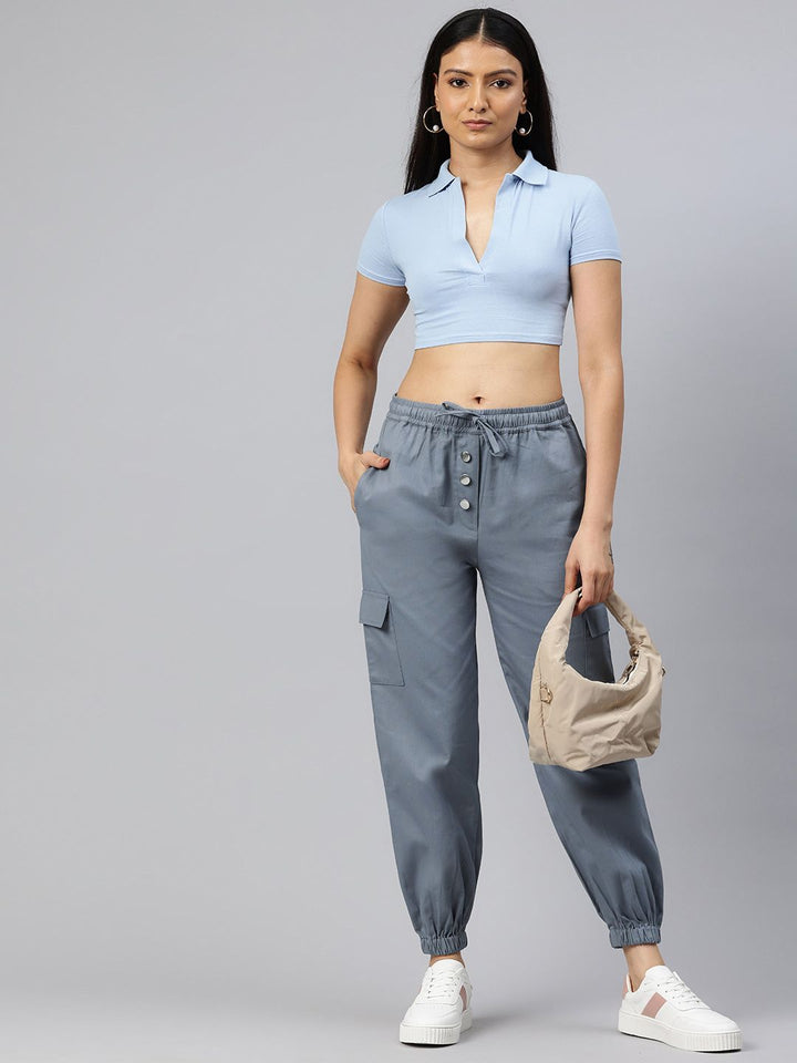 Popnetic High-Rise Pure Cotton Cargo Joggers