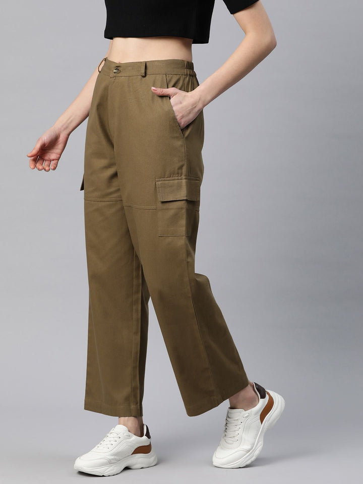 Popnetic Flat-Front High-Rise Pure Cotton Cargos