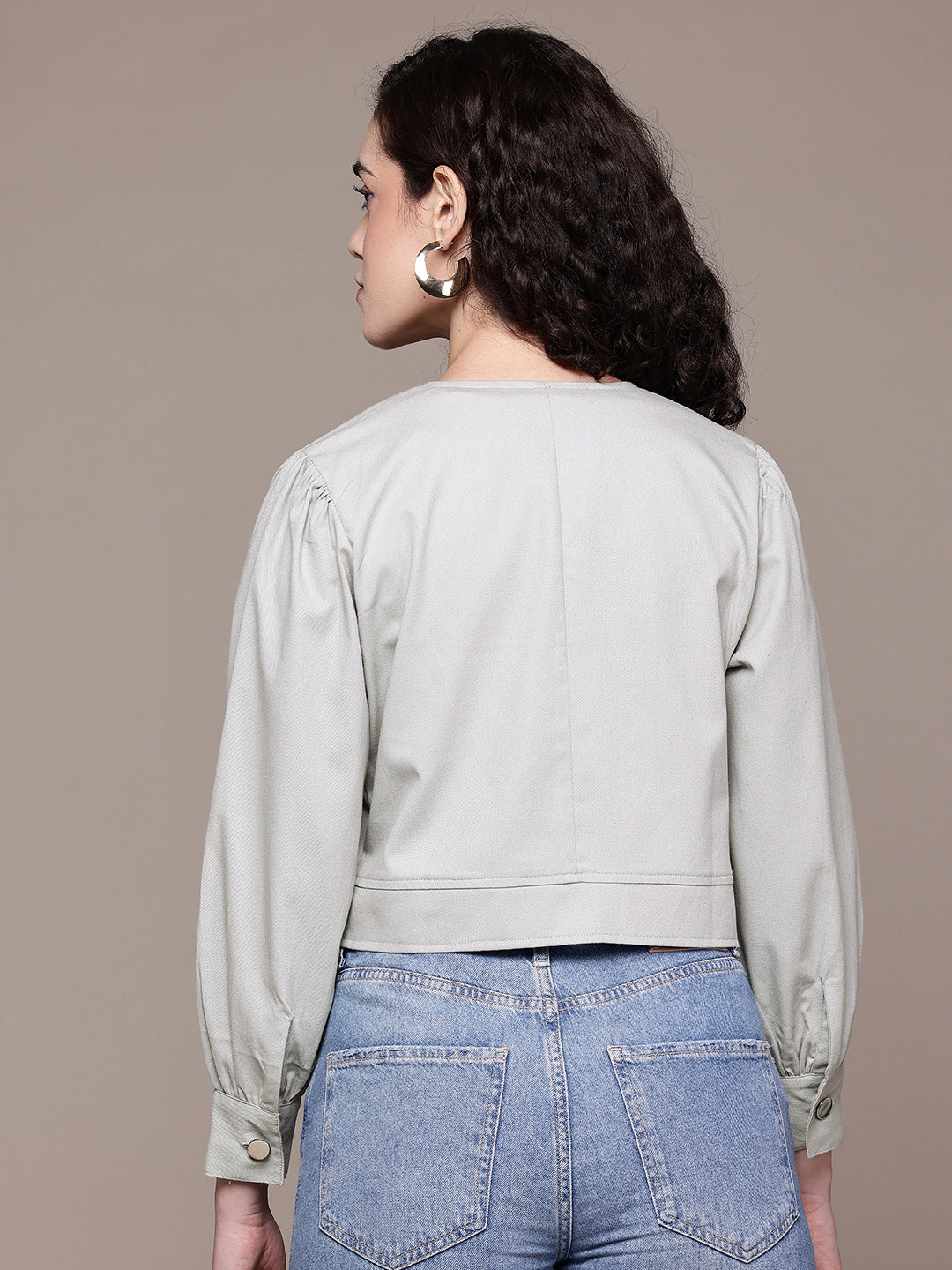 Popnetic Women Pure Cotton Crop Tailored Jacket
