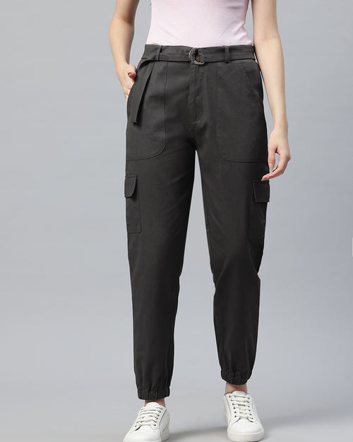 Popnetic High-Rise Pure Cotton Cargo Trousers